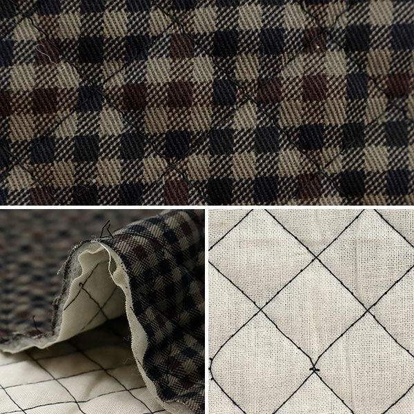 Fabric "Twill quilt basic gingham Cut Cloth Approximately 105 x 50cm Brown x Black CQ88320-4-4]