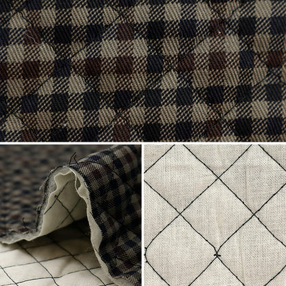 織物 “ Twill Quilt Basic Gingham 剪布 大約105 x 50cm棕色x黑色CQ88320-4-4]