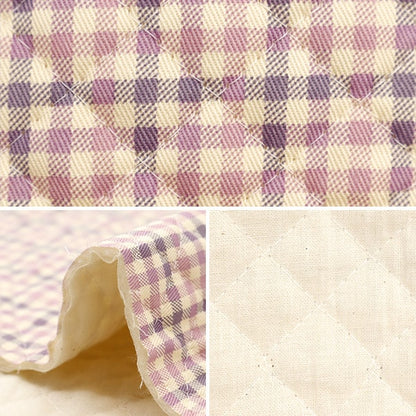 Fabric "Twill quilt basic gingham Cut Cloth Approximately 105 x 50cm lavender x off-white CQ88320-4-8]