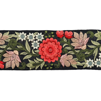 [Aus Menge 5] HandwerkBesätze 『2022 Indischer Stickereibesatz Schwarz X Red 42941a "