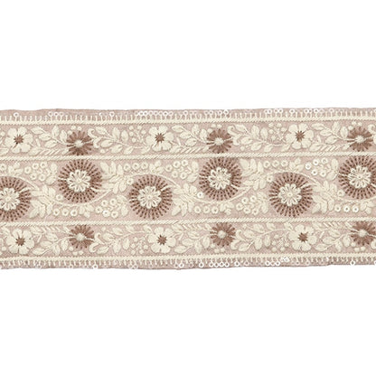 [Dalla quantità 5] artigianatoTrim "2022 Rifiniture per ricamo indiano Beige X Brown 43733F"