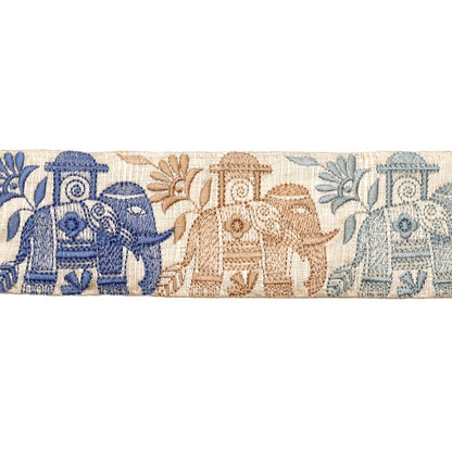 [De la quantité 5] artisanatGarniture "2022 Garniture de broderie indienne Beige x bleu 43723a"