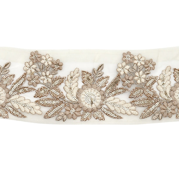 [From quantity 5] HandicraftTrim 『2022 Indian embroidery trim Beige x beige 43715A]