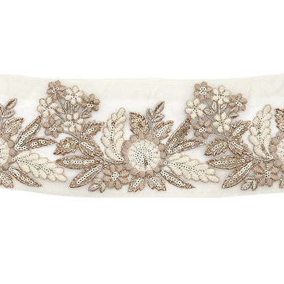 [From quantity 5] HandicraftTrim 『2022 Indian embroidery trim Beige x beige 43715A]