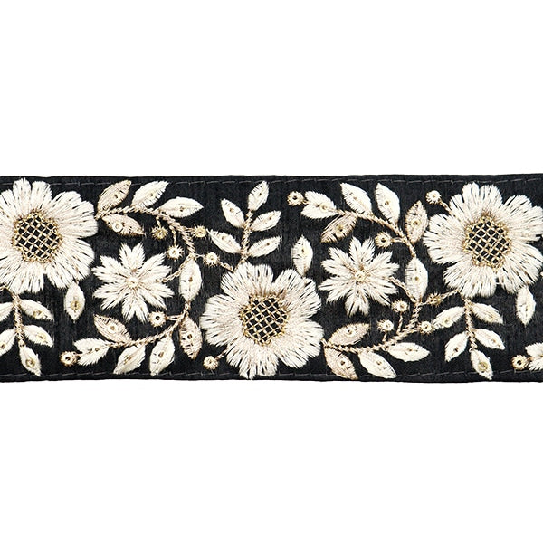 [Aus Menge 5] HandwerkBesätze 『2022 Indischer Stickereibesatz Schwarz x Weiß 45104a "