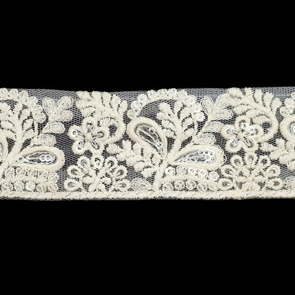 [Aus Menge 5] HandwerkBesätze 『2022 Indischer Stickereibesatz Weißer x Beige 45107a "