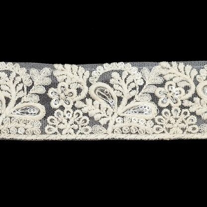 [Aus Menge 5] HandwerkBesätze 『2022 Indischer Stickereibesatz Weißer x Beige 45107a "