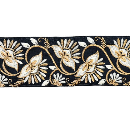 [Aus Menge 5] HandwerkBesätze 『2022 Indischer Stickereibesatz Schwarz X Gold 44553d "