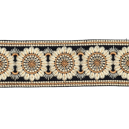 [Dalla quantità 5] artigianatoTrim "2022 Rifiniture per ricamo indiano Nero x beige 45365d"