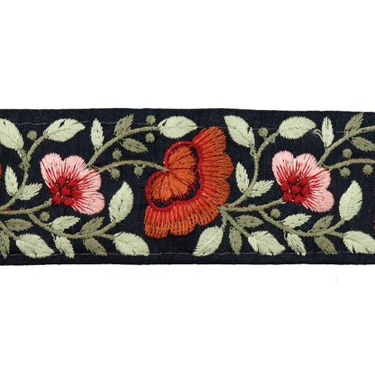 [Aus Menge 5] HandwerkBesätze 『2022 Indischer Stickereibesatz Black X Red 45361f]