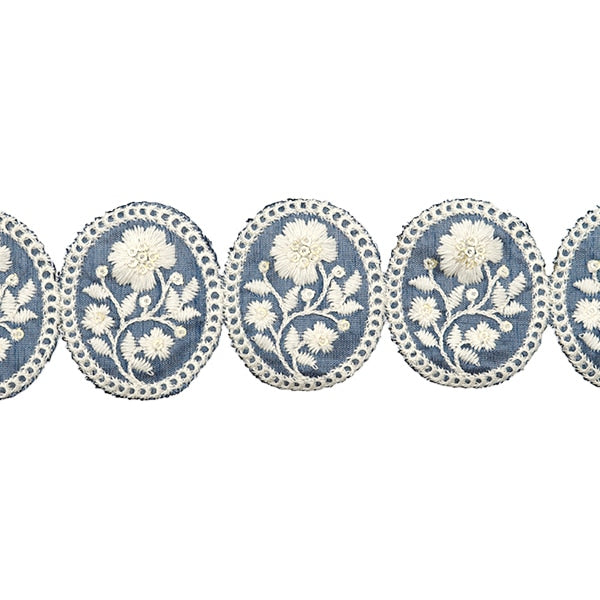 [Aus Menge 5] HandwerkBesätze 『2022 Indischer Stickereibesatz Blau x Beige 136c]