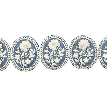 [Aus Menge 5] HandwerkBesätze 『2022 Indischer Stickereibesatz Blau x Beige 136c]