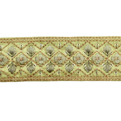 [Aus Menge 5] HandwerkBesätze 『2023 Indischer Stickereibesatz Grün x grün 142#2 "