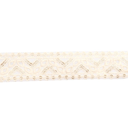 [Aus Menge 5] HandwerkBesätze 『2023 Indischer Stickereibesatz Weiß x weiß 2031a]