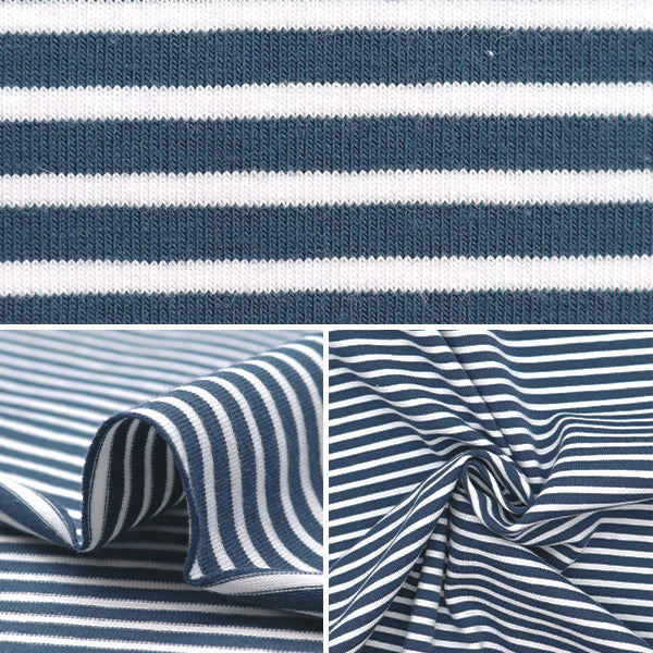 [De la cantidad 5] Fabric "Domotex Jersey Marine Fine Blue X White Domo-Bor-1"