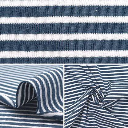 [Aus Menge 5] Fabric "Domotex Jersey Marine Fine Blue X White Domo-Bor-1"