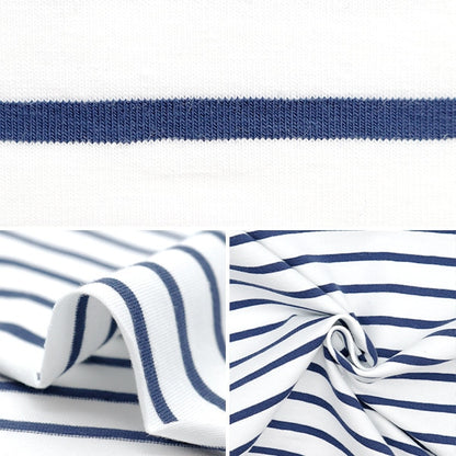 [수량 5에서] 천・원단 "Domotex Jersey Marine Thick Blue x White Domo-Bor-5"