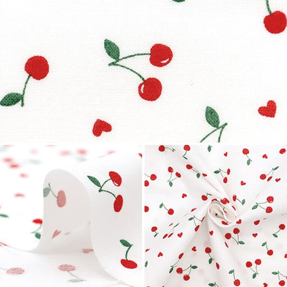 [De la quantité 5] tissu "Series Série préférée Cherry Heart Off White MOWF-157OW"