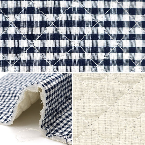 [De la cantidad 5] Fabric "Teñido Gingham Acolchado durante el azul marino Q-Co-Gim-NV"