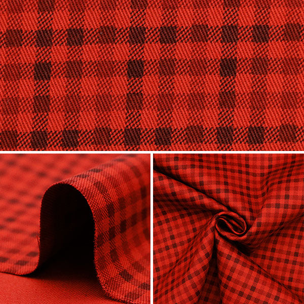 [来自数量5]织物“ Twill Basic Gingham Red 88320-4-1”