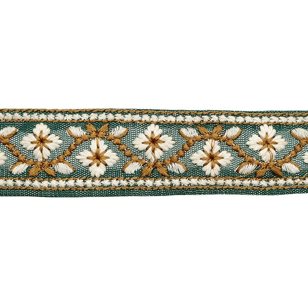 [Aus Menge 5] HandwerkBesätze 『2023 Indischer Stickereibesatz Grüne x weiß 2057d]