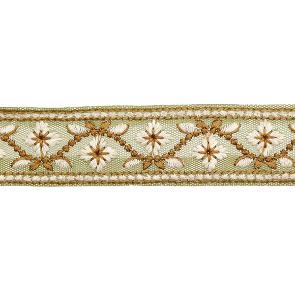 [Aus Menge 5] HandwerkBesätze 『2023 Indischer Stickereibesatz Grün x weiß 2057e]