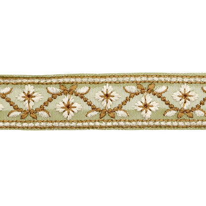 [Aus Menge 5] HandwerkBesätze 『2023 Indischer Stickereibesatz Grün x weiß 2057e]