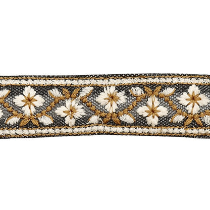 [Aus Menge 5] HandwerkBesätze 『2023 Indischer Stickereibesatz Schwarz x weiß 2057f]