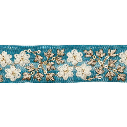 [Из количества 5] ремесленникОтделка "2023 Отделка для индийской вышивки Зеленый х белый 2058e"