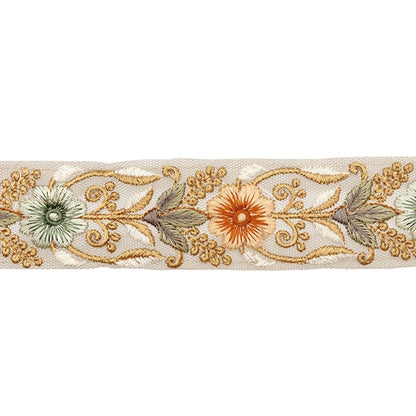 [Aus Menge 5] HandwerkBesätze 『2023 Indischer Stickereibesatz Beige X Green 3103e]