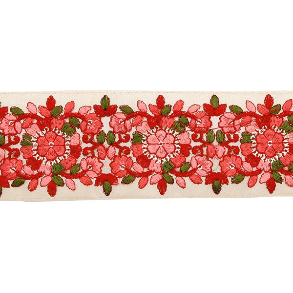 【数量5から】 手芸ブレード 『2023 インド刺繍ブレード ベージュ×ピンク 3124B』