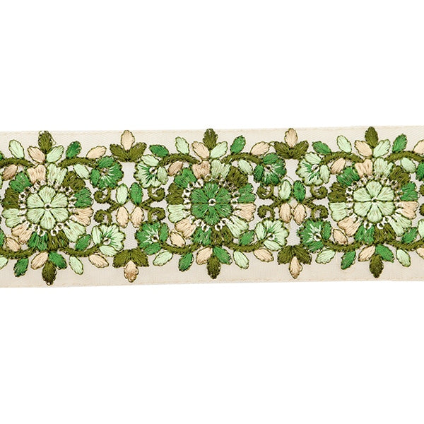 [Aus Menge 5] HandwerkBesätze 『2023 Indischer Stickereibesatz Beige X Green 3124f]