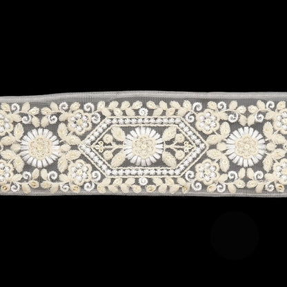 [Aus Menge 5] HandwerkBesätze 『2023 Indischer Stickereibesatz Weiß X White 3136b]