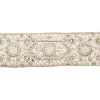 [Aus Menge 5] HandwerkBesätze 『2023 Indischer Stickereibesatz Grau x grau 3136f]