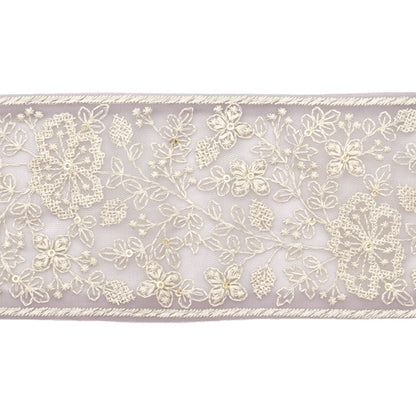 [Aus Menge 5] HandwerkBesätze 『2023 Indischer Stickereibesatz Grau x weiß 3377i "