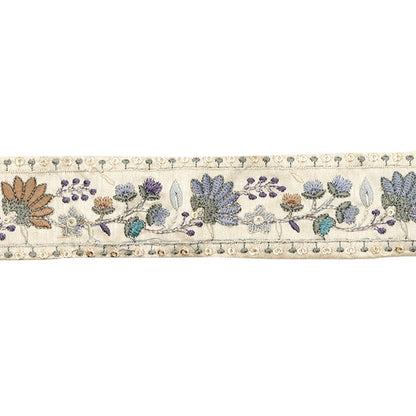 [Aus Menge 5] HandwerkBesätze 『2023 Indischer Stickereibesatz Beige X Blue 3449d]