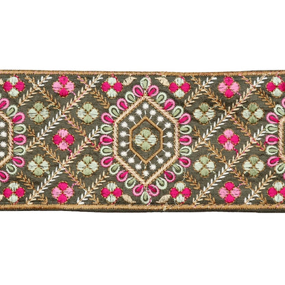 [Aus Menge 5] HandwerkBesätze 『2023 Indischer Stickereibesatz Grün x Pink 3470i "