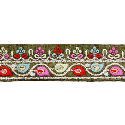 [Aus Menge 5] HandwerkBesätze 『2023 Indischer Stickereibesatz Grüne x rot 3500d]