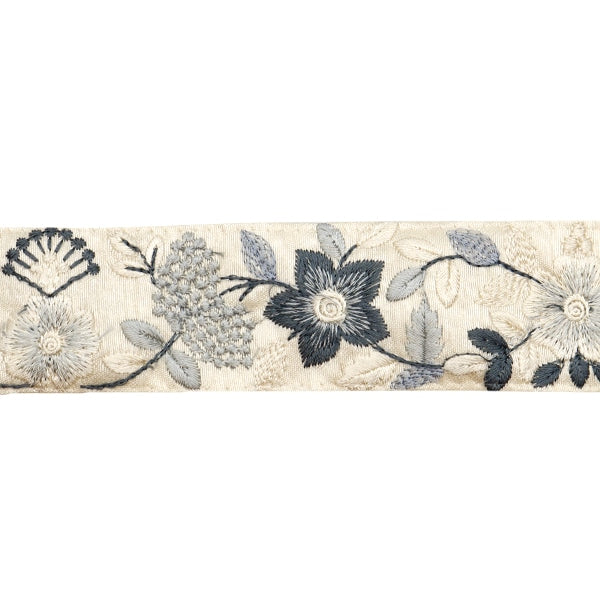 【数量5から】 手芸ブレード 『2023 インド刺繍ブレード ベージュ×グレー 3556D』