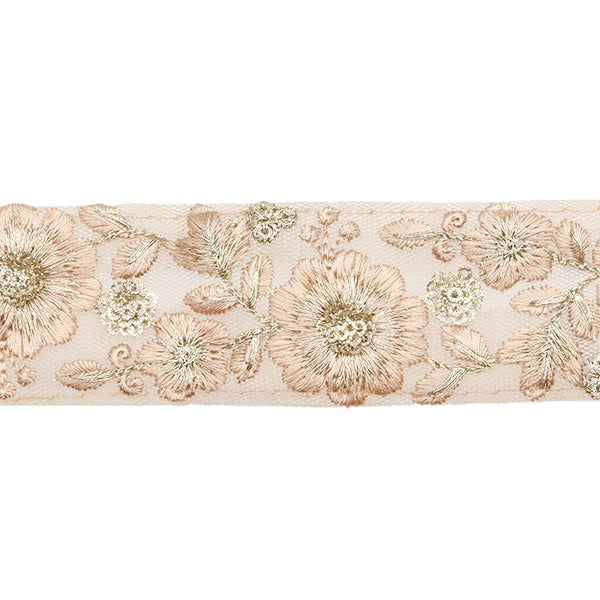 [Aus Menge 5] HandwerkBesätze 『2023 Indischer Stickereibesatz Beige x Beige 372e]