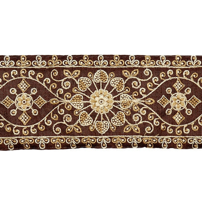 [Aus Menge 5] HandwerkBesätze 『2023 Indischer Stickereibesatz Brown x Brown 46140e]