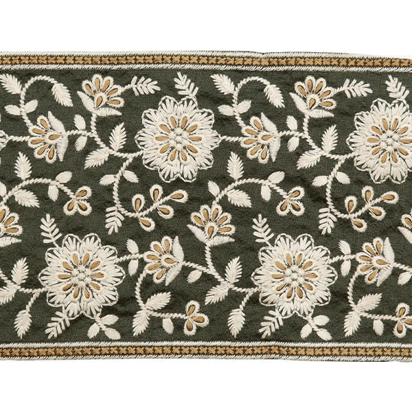 [Aus Menge 5] HandwerkBesätze 『2023 Indischer Stickereibesatz Grau x weiß 982f]