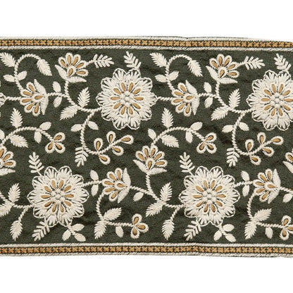 [Aus Menge 5] HandwerkBesätze 『2023 Indischer Stickereibesatz Grau x weiß 982f]