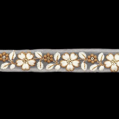 [Aus Menge 5] HandwerkBesätze 『2023 Indischer Stickereibesatz Weiß x Weiß 46194#7]