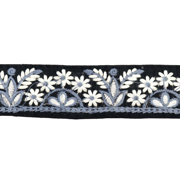 [Aus Menge 5] HandwerkBesätze 『2023 Indischer Stickereibesatz Schwarz x Grau 46284c]