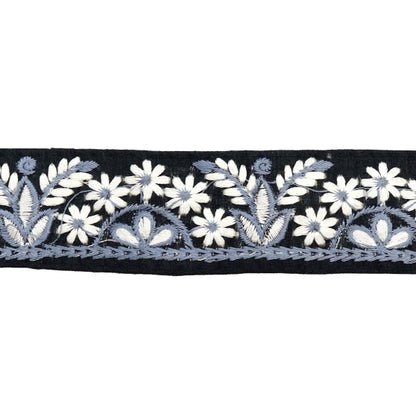 [Aus Menge 5] HandwerkBesätze 『2023 Indischer Stickereibesatz Schwarz x Grau 46284c]