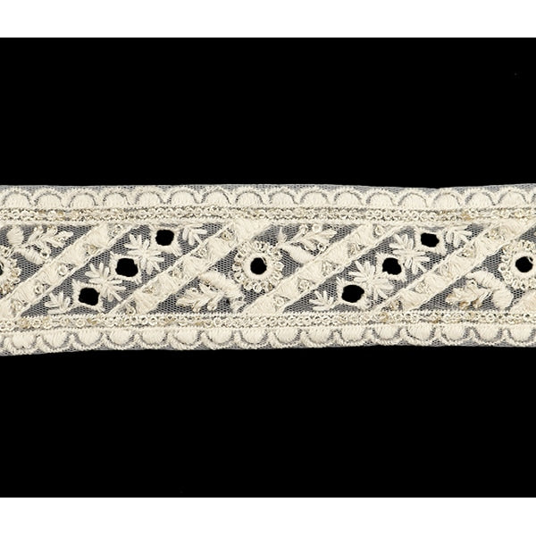 [Aus Menge 5] HandwerkBesätze 『2023 Indischer Stickereibesatz Weiß x weiß 3271a]