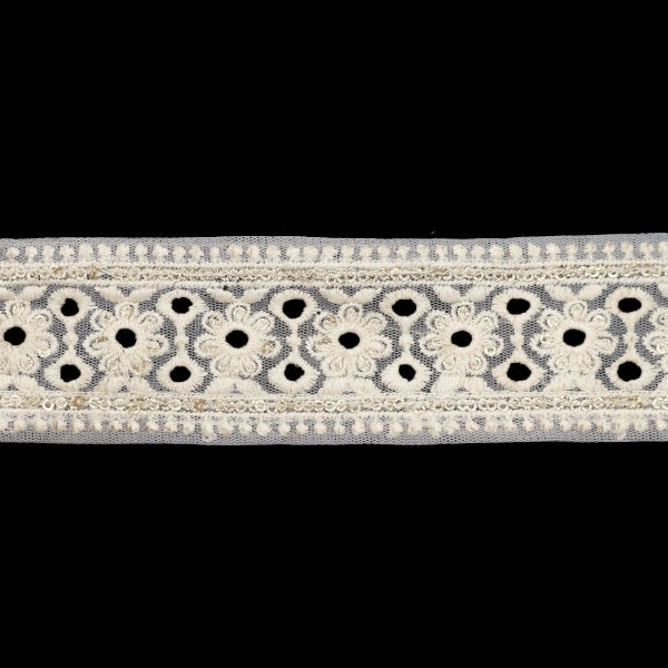 [Aus Menge 5] HandwerkBesätze 『2023 Indischer Stickereibesatz Weiß x weiß 3274a "