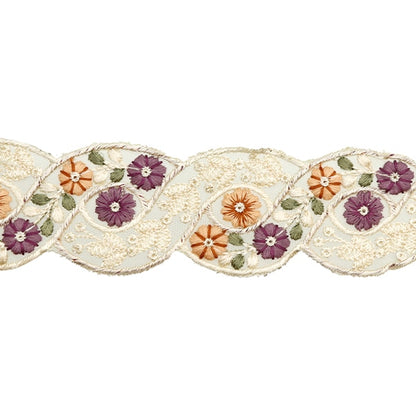 [Aus Menge 5] HandwerkBesätze 『2023 Indischer Stickereibesatz Grün x lila 3292e]