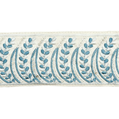 [Aus Menge 5] HandwerkBesätze 『2023 Indischer Stickereibesatz Creme x Blue 3384a "